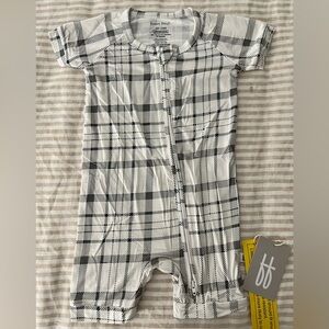 NWT- Forever French Baby Plaid Bodysuit - Black and White